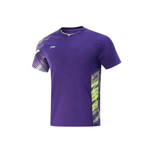 LINING Table Tennis Series Глянцевое покрытие Фиолетовый Унисекс Рубашки T