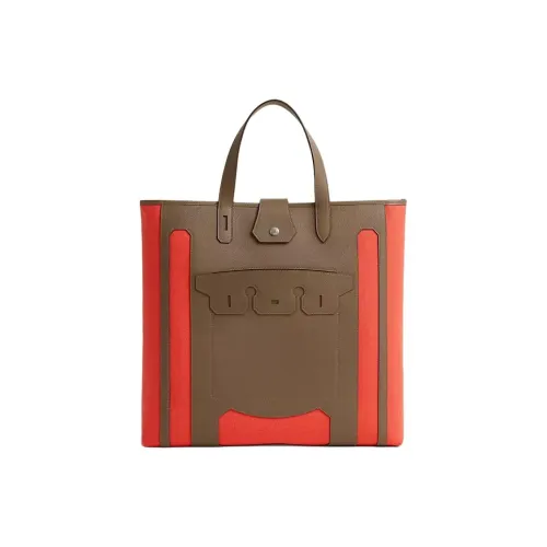 HERMES Monsieur B Холст Сумка Большая Женская Коричневая