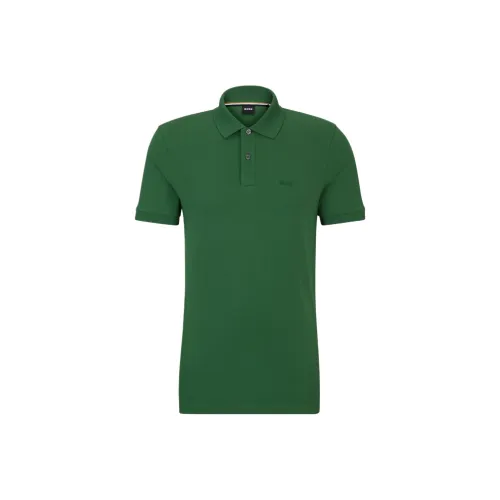 Hugo Boss Поло с вышитым логотипом рубашка мужская зеленая