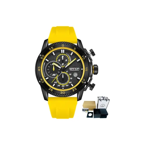 Sanda Кварцевый механизм силиконовый ремешок мужские часы черный циферблат