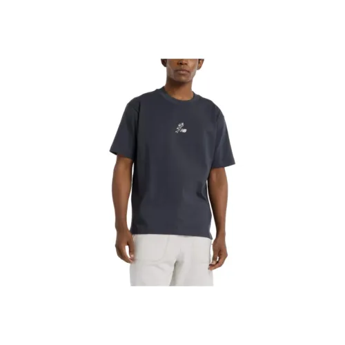 New Balance SS25 Удобный Круглый вырез Однотонный Короткий рукав Бейсбольная футболка Унисекс Черный Серый