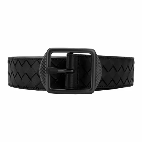 Bottega Veneta Lambskin Leather Belts Men's Black Width 3,5cm Bottega Veneta Кожаные ремни из овечьей шкуры Мужские Черный Ширина 3,5 см