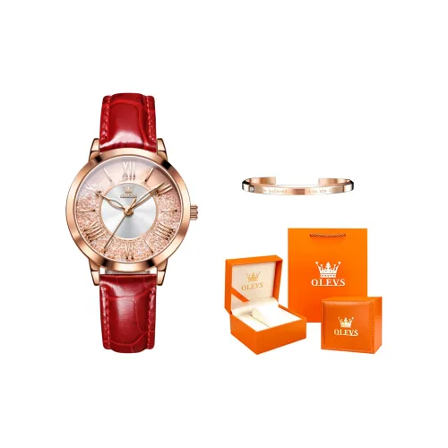 OLEVS Кварцевый механизм ремешок из полиуретана женские часы золотой циферблат