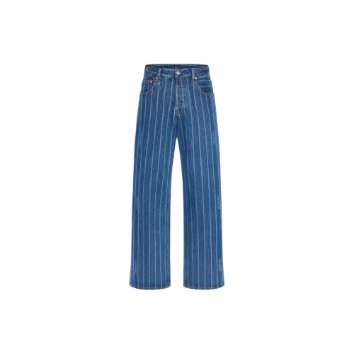 Jacquemus С принтом, синие полосы, синие полосы, мужские джинсы