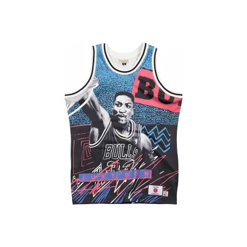 MITCHELL NESS Синий Basketball Tank Топ Мужской Черный