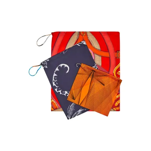 HERMES Шелк Combo Set Женские Красный Темно-синий Синий And Желтый