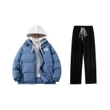 Комплект одежды (Синий и Белый топ + Черные повседневные штаны)