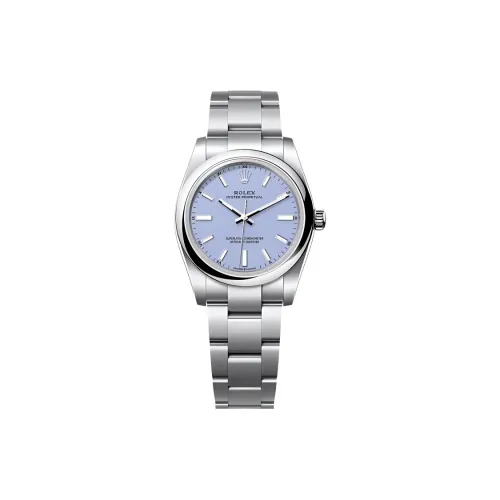 ROLEX Автоматический Механический Movement Женские Oyster Perpetual Часы 34 мм Фиолетовые