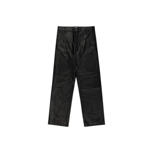 Sp5der Кожаные штаны унисекс черные