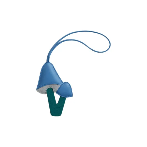 HERMES Сумка с аксессуаром Bag Charm из овечьей и телячьей кожи женский синий