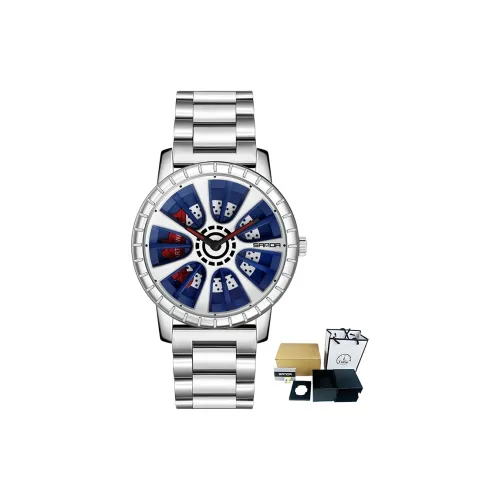 Sanda Wheel Collection Кварцевый механизм Стальной ремешок Часы Унисекс Циферблат с открытым механизмом