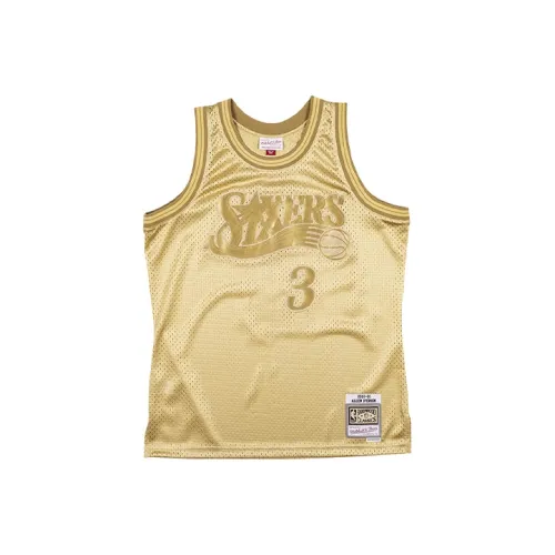 MITCHELL NESS Баскетбольная Джерси SW Фанатская версия 00 01 Philadelphia 76ers Iverson Размер 3 Унисекс Золотой