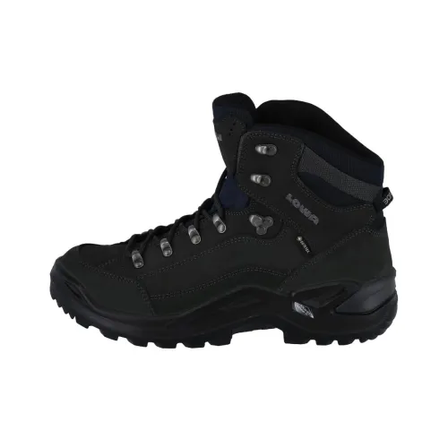 Lowa Renegade Slip-Resistant Waterproof Support MID Top Hiking Shoes Men's Black Лова Редженерэйд Слип-Резистент Водонепроницаемый Поддержка MID Топ Походная обувь Мужская Черная