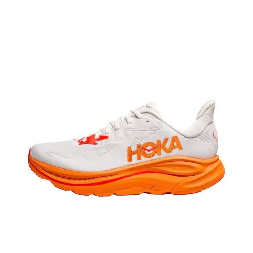 HOKA ONE ONE CLIFTON 10 Беговые кроссовки Низкий верх Белый/Оранжевый Женские