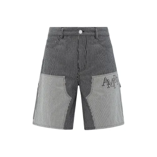 AMIRI Полосатый Деним CARPENTER Короткие Джинсовые Шорты Мужские Черные