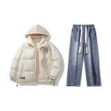 Set (Ecru Down Jacket + Vintage Blue Jeans)  
Комплект (Экрю пуховик + винтажные синие джинсы)