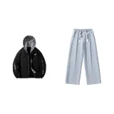 Набор (Черный топ + Розово-синий низ)