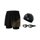 Черный Золото + Маленькая Рамка Очки для плавания + Шапочка для плавания