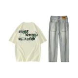 Комплект одежды (Абрикосовые шорты + джинсы)