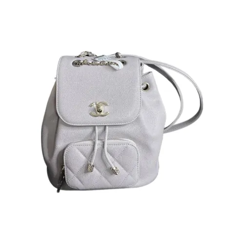 CHANEL Рюкзак из коровьей кожи маленький женский серый