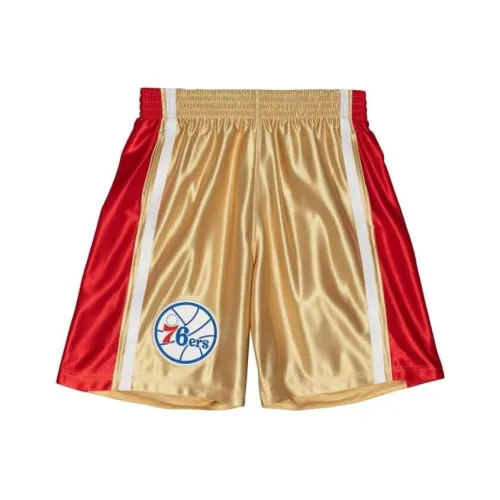 Mitchell Ness Gold+Red Men's Casual Shorts Mitchell Ness Золото+Красный Мужские Повседневные Шорты