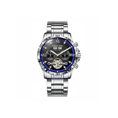 CALORIC KIEN Автоматический Механический Механизм Нержавеющая Сталь Ремешок Часы Мужские Часы Синий Циферблат