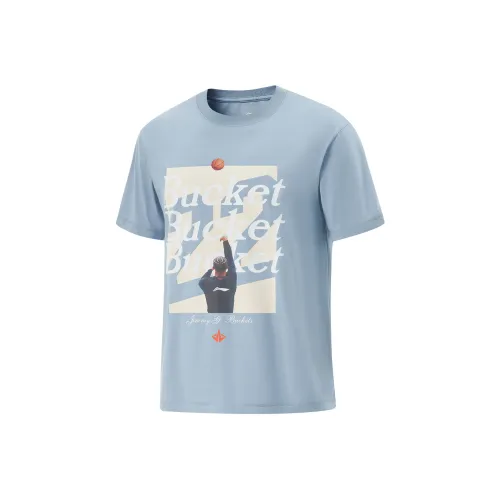 LINING Basketball Collection Дикий Серый Синий Мужская Футболка