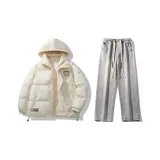 Set (Ecru Down Jacket + Light Blue Denim Pants)  
Комплект (Экрю пуховик + светло-синие джинсовые штаны)