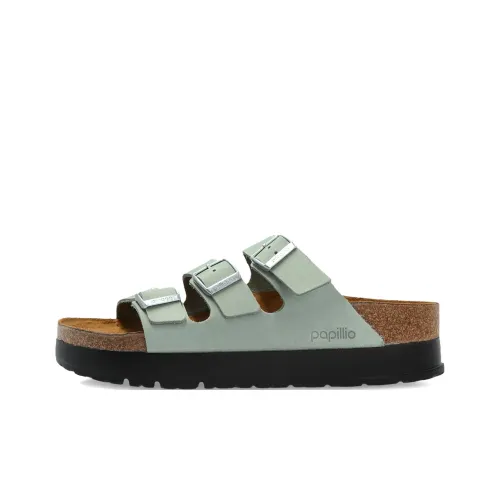 Birkenstock FLORIDA Резиновая подошва устойчивая к истиранию слипоны женские светло-зеленые узкий дизайн