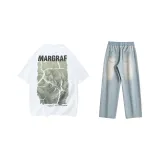 Комплект (Белый топ + Лазурные штаны)