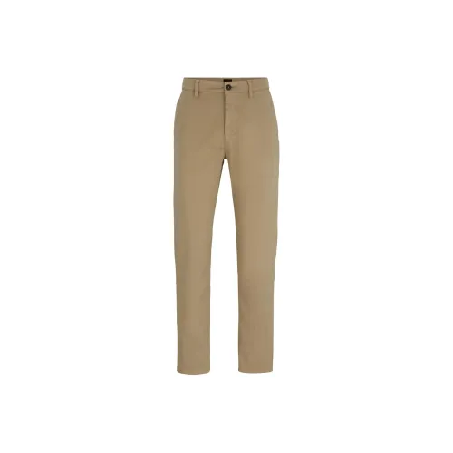 Hugo Boss SS24 Tapered Cut Chino Брюки из Эластичного Хлопка и Сатина Повседневные Мужские Светло-Кофейные