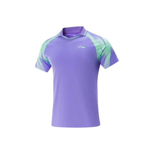 LINING Table Tennis Series T Рубашка Унисекс Флуоресцентный Звездный Фиолетовый