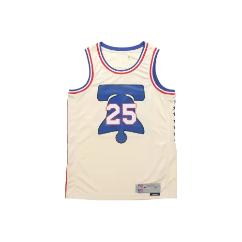 Nike Баскетбольная Джерси Swingman Джерси Earned Edition Simmons Philadelphia 76ers SW Фанатская версия Мужская Бежевая