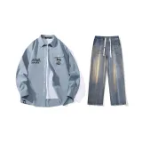 Комплект (Светло-синяя рубашка + Ностальгически-синие штаны)