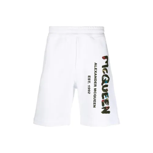 Alexander McQueen Graffiti White Men's Casual Shorts Александр Маккуин Граффити Белый Мужские Повседневные Шорты