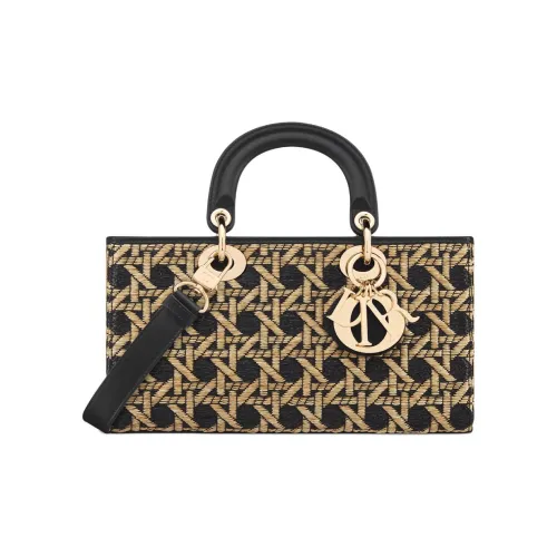 DIOR LADY D Радость Технологичная ткань Сумка Lady Dior Сумка через плечо Сумка среднего размера Женская Бежевая