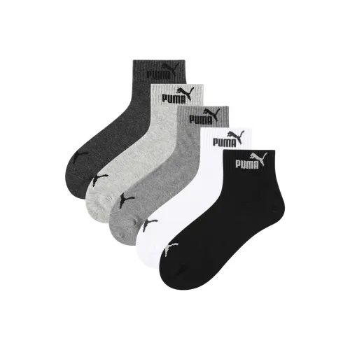 PUMA 5 пар Черный + Темно-серый + Средне-серый + Светло-серый + Белый Унисекс MID Носки до икры