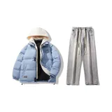 Комплект (Haze Синий пуховик + Светло-синие джинсовые штаны)