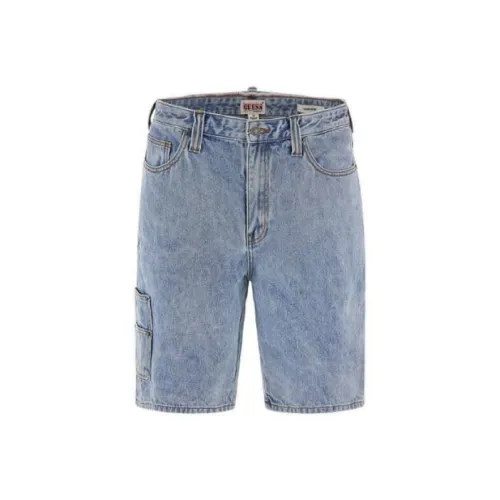 GUESS Light Blue Men's Casual Shorts GUESS Светло-голубые мужские повседневные шорты