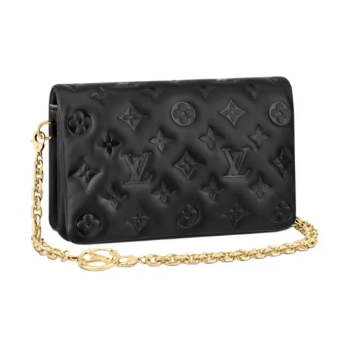 LOUIS VUITTON Pochette Coussin Овечья кожа Клатч Сумка через плечо Женская Черная
