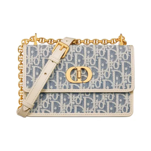 DIOR Miss Caro Хлопок Сумка через плечо Сумка на плечо Мини Женская Синяя и Белая