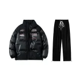 Set (Black Cotton Down Jacket + Black Casual Pants)  
Комплект (Черный хлопковый пуховик + Черные повседневные штаны)