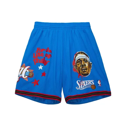 Mitchell Ness Blue Men's Casual Shorts Mitchell Ness Синий Мужские Повседневные Шорты