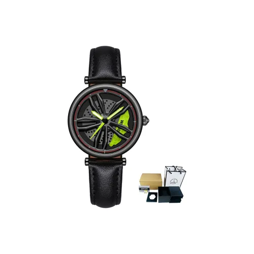 Sanda Wheel Collection Кварцевый механизм Естественная кожа Ремешок Часы Унисекс Циферблат с открытым механизмом