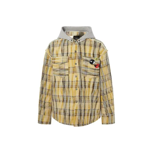 ROCAWEAR Желтая клетка Унисекс Объемные куртки (пуфы)