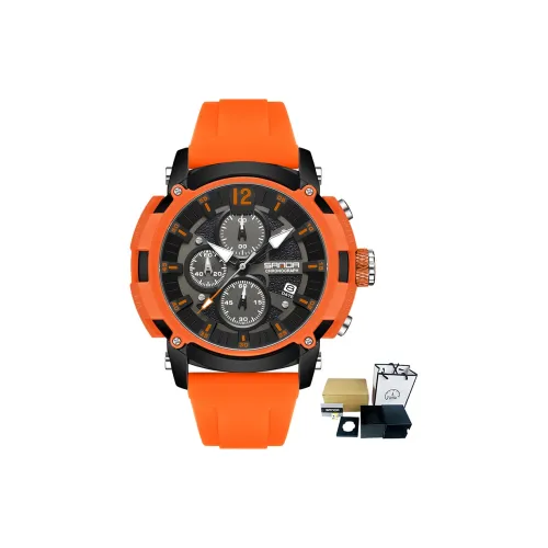 Sanda Кварцевый механизм силиконовый ремешок мужские часы черный циферблат