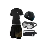 Черный купальник + черный золотой плавательный костюм + большая рамка для очков для плавания + шапочка для плавания + сумка для плавания