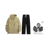 Комплект (Светло-армейский зеленый топ + черные штаны) (Включает часы в качестве подарка)