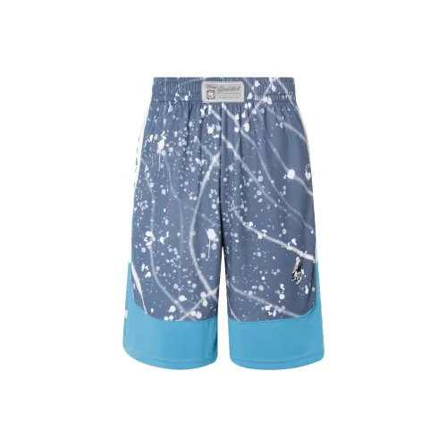 Бейсбольные шорты с подкладкой мужские синие с пятнистым принтом по всей поверхности