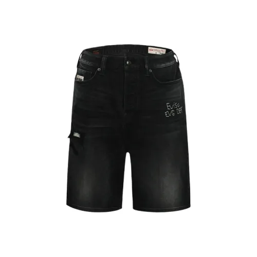 EVISU Джинсовые шорты черного цвета для мужчин